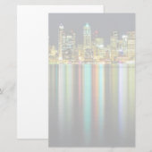 Seattle-Skyline nachts mit Reflexion Briefpapier (Vorne/Hinten)