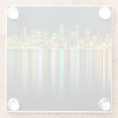 Seattle-Skyline nachts mit Reflexion Glasuntersetzer (Rückseite)