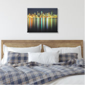 Seattle Skyline nachts mit Reflexion Leinwanddruck (Insitu (Schlafzimmer))