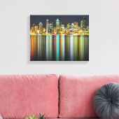 Seattle Skyline nachts mit Reflexion Leinwanddruck (Insitu (Wohnzimmer))