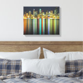 Seattle Skyline nachts mit Reflexion Leinwanddruck (Insitu (Schlafzimmer))