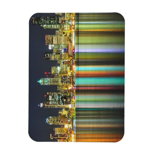 Seattle Skyline nachts mit Reflexion Magnet (Vertikal)