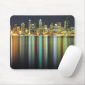 Seattle-Skyline nachts mit Reflexion Mousepad (Mit Mouse)
