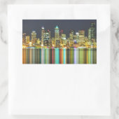 Seattle Skyline nachts mit Reflexion Rechteckiger Aufkleber (Tasche)