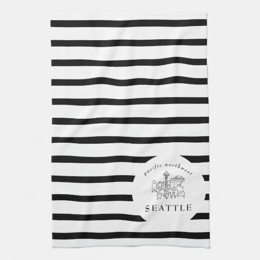 Seattle Skyline Pacific Northwest Minimale Kontur Geschirrtuch (Vertikal)