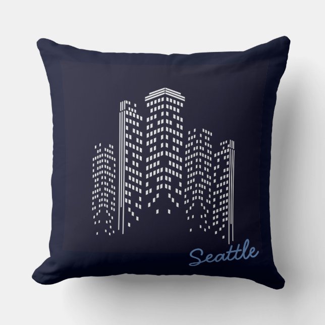 Seattle Skyline Polyester Pillow Kissen (Vorderseite)