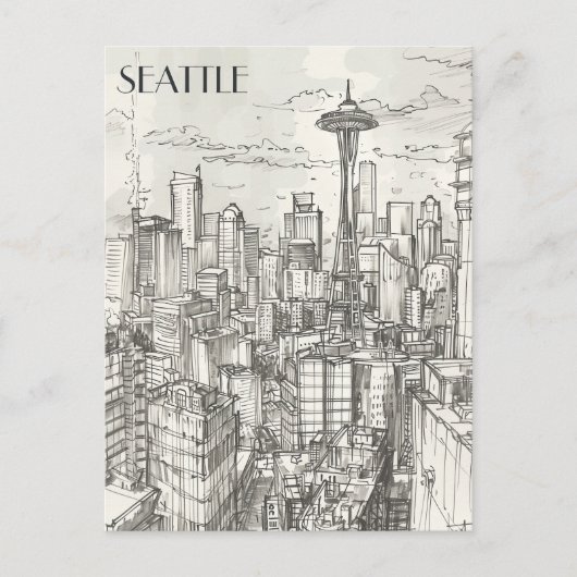 Seattle Skyline Postkarte (Vorderseite)