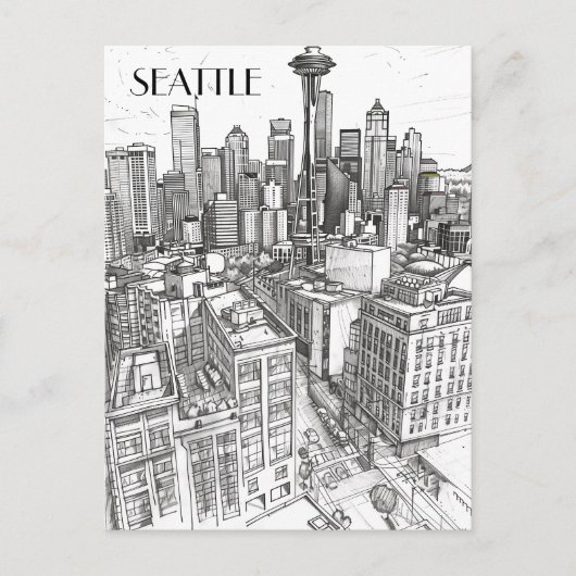 Seattle Skyline Postkarte (Vorderseite)