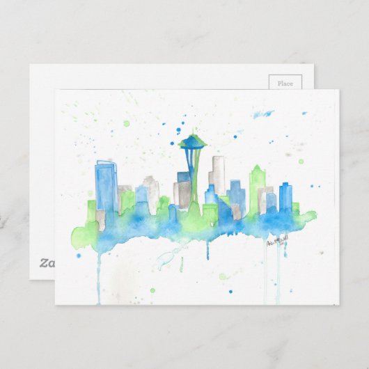 Seattle Skyline Postkarte (Vorne/Hinten)
