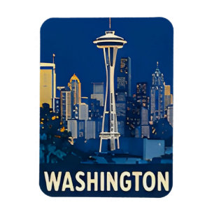 🌲 Seattle Skyline Reiseabenteuer ☁️ Magnet