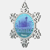 Seattle Skyline Schneeflocken-Ornament Schneeflocken Zinn-Ornament (Rechts)