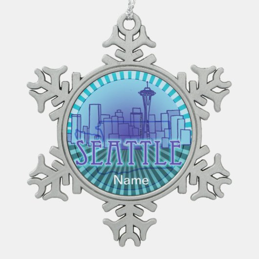 Seattle Skyline Schneeflocken-Ornament Schneeflocken Zinn-Ornament (Vorderseite)