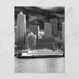 Seattle Skyline schwarz-weiß Postkarte