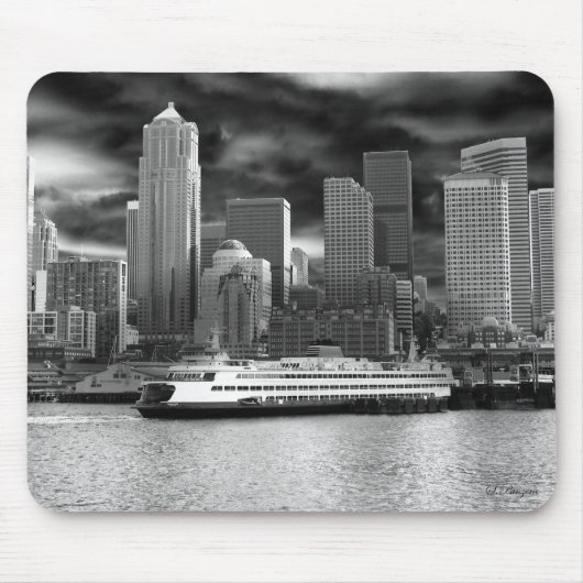 Seattle-Skyline Schwarzweiss Mousepad (Vorne)