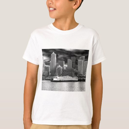 Seattle-Skyline Schwarzweiss T-Shirt (Vorderseite)