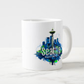 Seattle Skyline Stroke Jumbo-Tasse (Vorderseite Rechts)