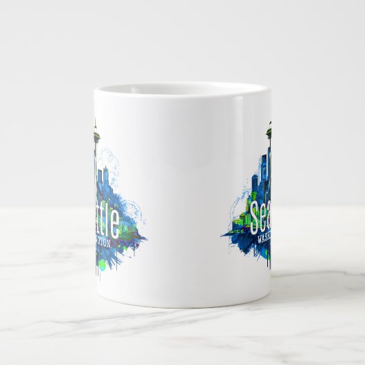 Seattle Skyline Stroke Jumbo-Tasse (Vorderseite)