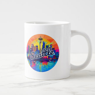 Seattle Skyline Stroke Jumbo-Tasse