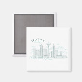 Seattle Skyline Stroke Magnet (Vorderseite/Rückseite)