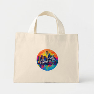 Seattle Skyline Stroke Mini Stoffbeutel