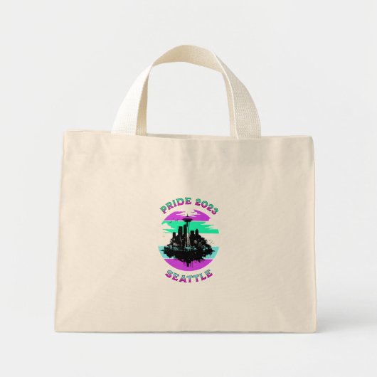 Seattle Skyline Stroke Mini Stoffbeutel (Vorne)