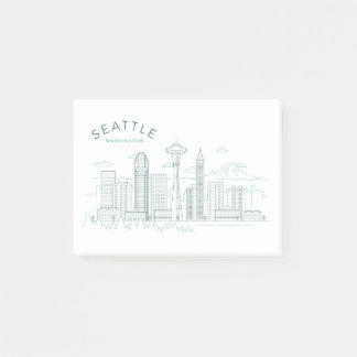 Seattle Skyline Stroke Post-it Klebezettel