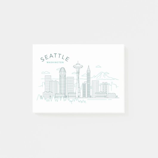 Seattle Skyline Stroke Post-it Klebezettel (Vorderseite)