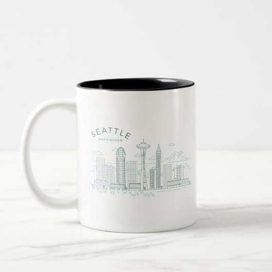 Seattle Skyline Stroke Zweifarbige Tasse (Links)
