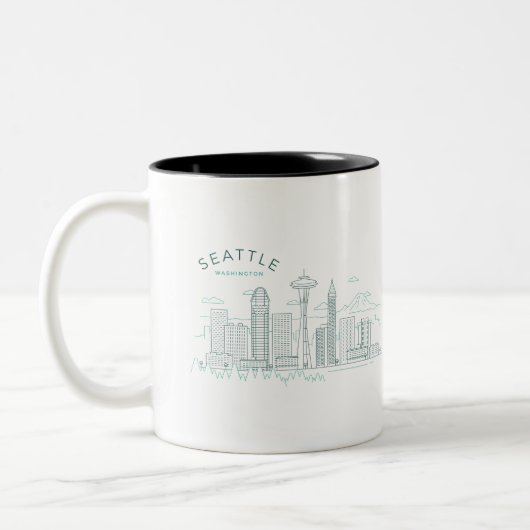 Seattle Skyline Stroke Zweifarbige Tasse (Links)