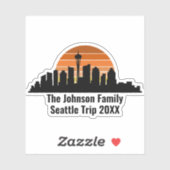 Seattle Skyline Sunset Custom Family Trip Notebook Aufkleber (Blatt)