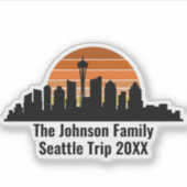 Seattle Skyline Sunset Custom Family Trip Notebook Aufkleber (Vorderseite)