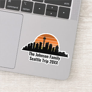 Seattle Skyline Sunset Custom Family Trip Notebook Aufkleber