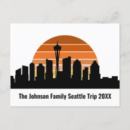 Seattle Skyline Sunset Custom Family Trip Postkarte
