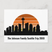 Seattle Skyline Sunset Custom Family Trip Postkarte (Vorderseite)