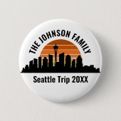 Seattle Skyline Sunset Custom Family Vacation Button (Vorderseite)