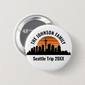 Seattle Skyline Sunset Custom Family Vacation Button (Vorne & Hinten)