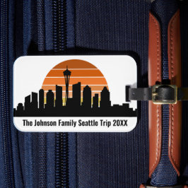 Seattle Skyline Sunset Custom Family Vacation Gepäckanhänger