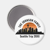 Seattle Skyline Sunset Custom Family Vacation Magnet (Vorderseite/Rückseite)