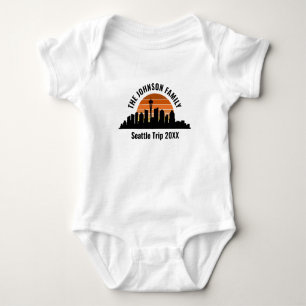 Seattle Skyline Sunset Custom Vacation Baby Strampler