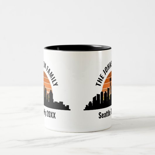 Seattle Skyline Sunset Custom Vacation Souvenir Zweifarbige Tasse (Mittel)