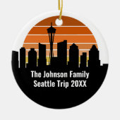 Seattle Skyline Sunset Trip Foto Custom Christmas Keramik Ornament (Vorne)