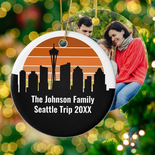 Seattle Skyline Sunset Trip Foto Custom Christmas Keramik Ornament