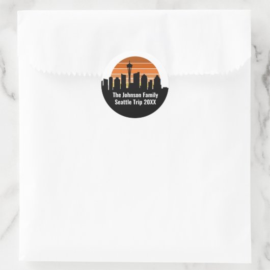 Seattle Skyline Sunset Trip Personalisiert Runder Aufkleber (Tasche)