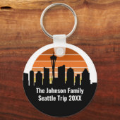 Seattle Skyline Sunset Trip Personalisiert Schlüsselanhänger (Rückseite)