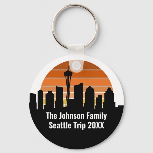 Seattle Skyline Sunset Trip Personalisiert Schlüsselanhänger (Rückseite)