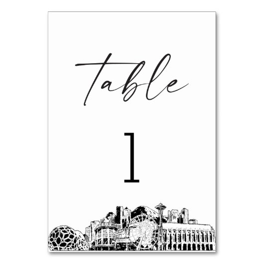 Seattle Skyline Tischnummer 3.5x5 Card (Vorderseite)