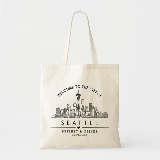 Seattle Skyline Tote Bag - Custom Wedding City Gif Tragetasche (Vorne)
