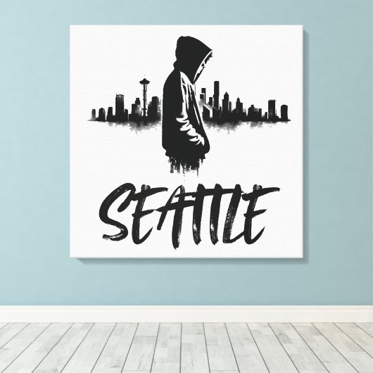 Seattle Skyline Urban Leinwand Art (Insitu (Holzboden))