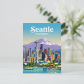Seattle Skyline USA Postkarte (Stehend Vorderseite)