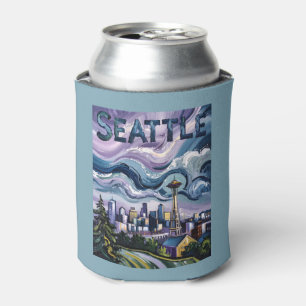 Seattle Skyline Van Gogh Stil Vintage Reise Kunst Dosenkühler